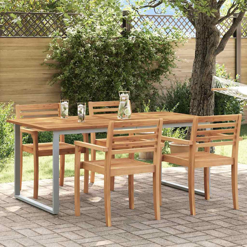 Masă de Grădină Gri 180 x 90 x 75 cm Lemn Solid de Acacia