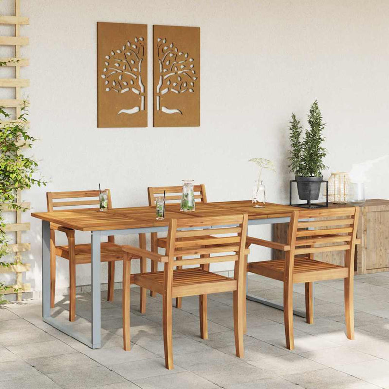 Masă de Grădină Gri 180 x 90 x 75 cm Lemn Solid de Acacia
