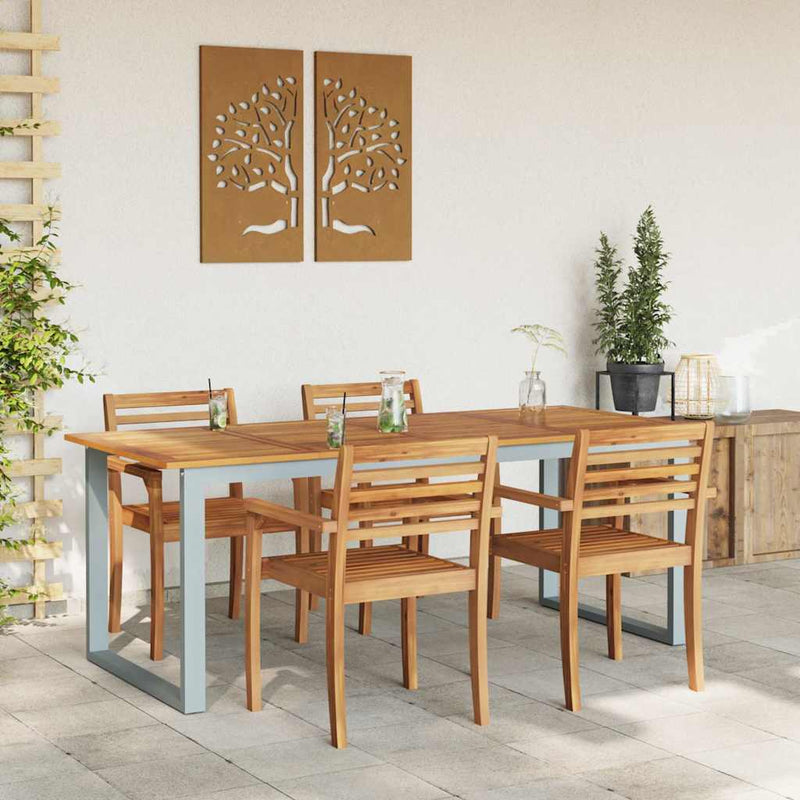 Masă de Grădină Gri 200 x 90 x 75 cm Lemn Solid de Acacia