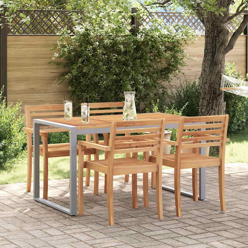 Masă de Grădină Gri 140 x 80 x 75 cm Lemn Solid de Acacia