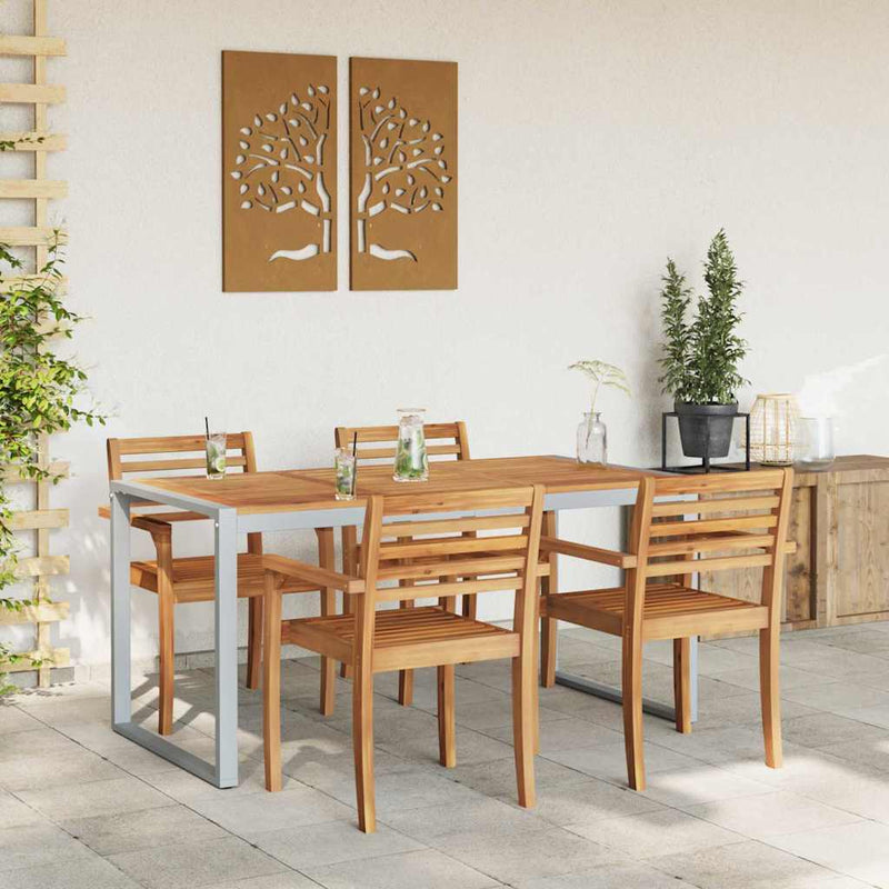Masă de Grădină Gri 160 x 80 x 75 cm Lemn Solid de Acacia