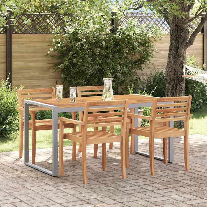 Masă de Grădină Gri 160 x 80 x 75 cm Lemn Solid de Acacia