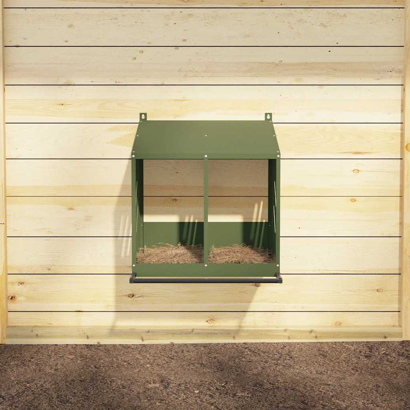 Cuibă pentru pui cu 2 compartimente, metal verde măsline
