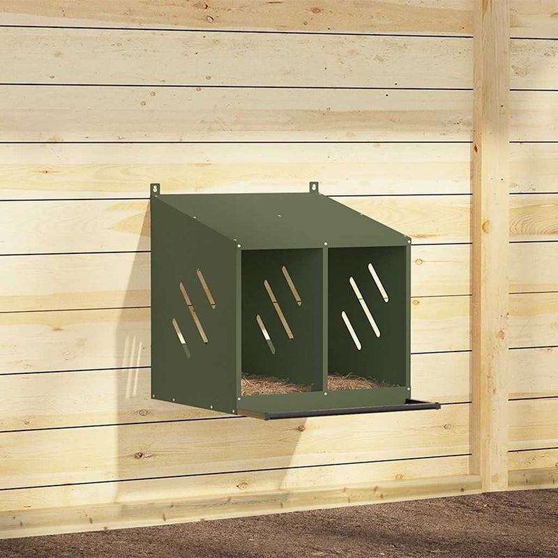 Cuibă pentru pui cu 2 compartimente, metal verde măsline