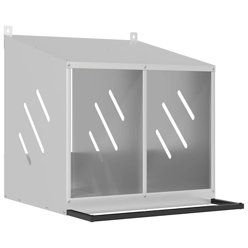 Cutie pentru pui cu 2 compartimente, metal argintiu galvanizat