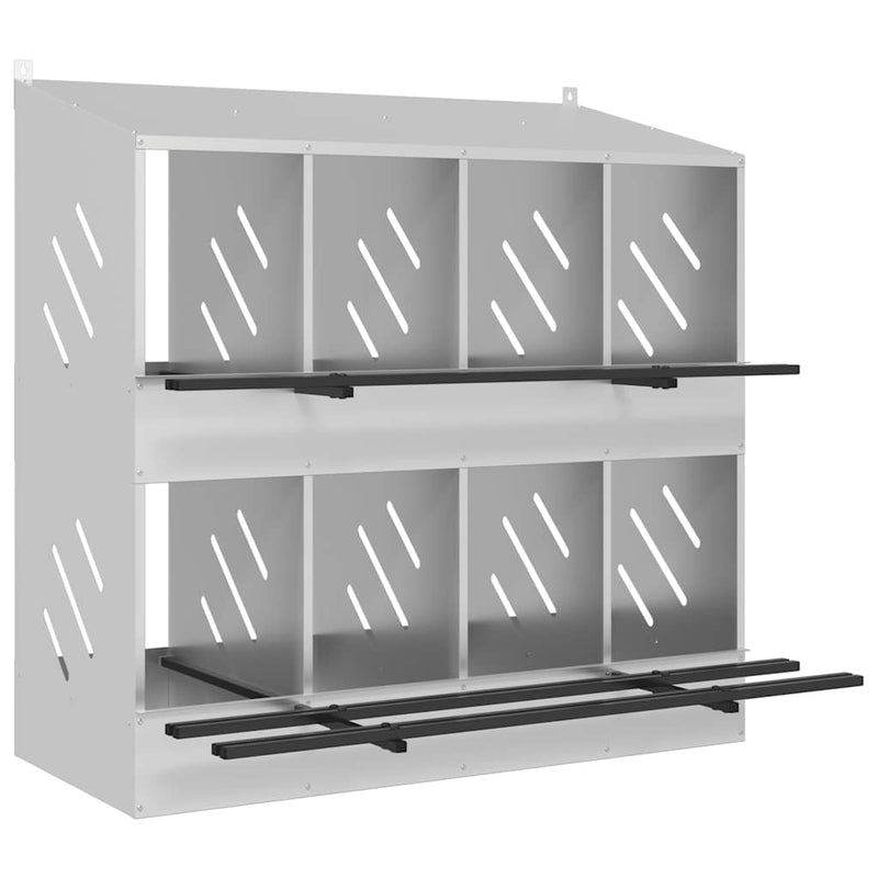 Cutie pentru pui cu 8 compartimente, metal argintiu galvanizat