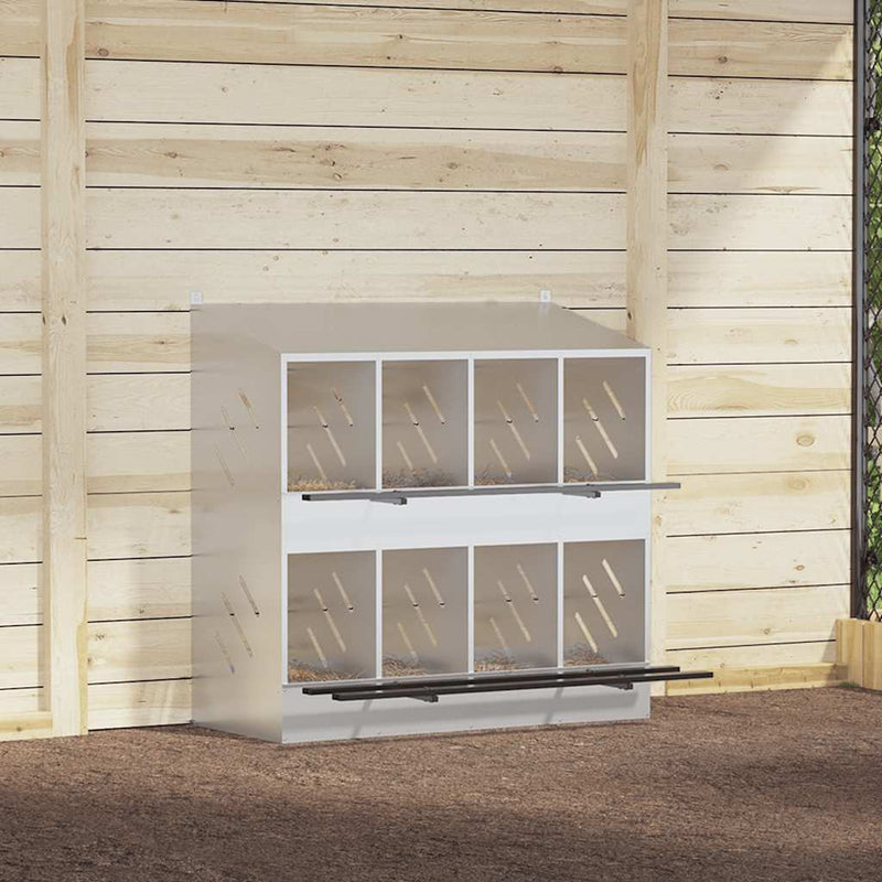 Cutie pentru pui cu 8 compartimente, metal argintiu galvanizat