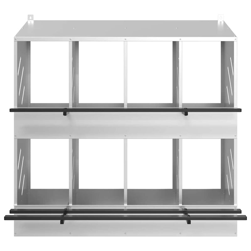 Cutie pentru pui cu 8 compartimente, metal argintiu galvanizat