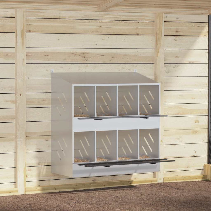 Cutie pentru pui cu 8 compartimente, metal argintiu galvanizat