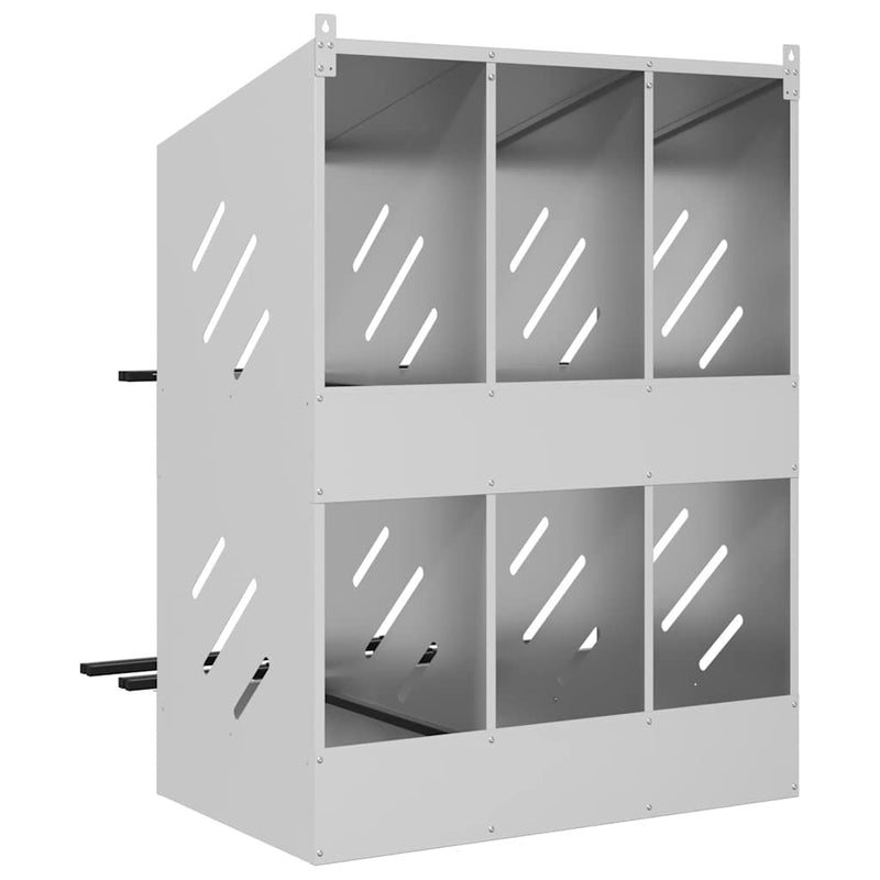 Cubit pentru pui cu 6 compartimente, metal argintiu galvanizat