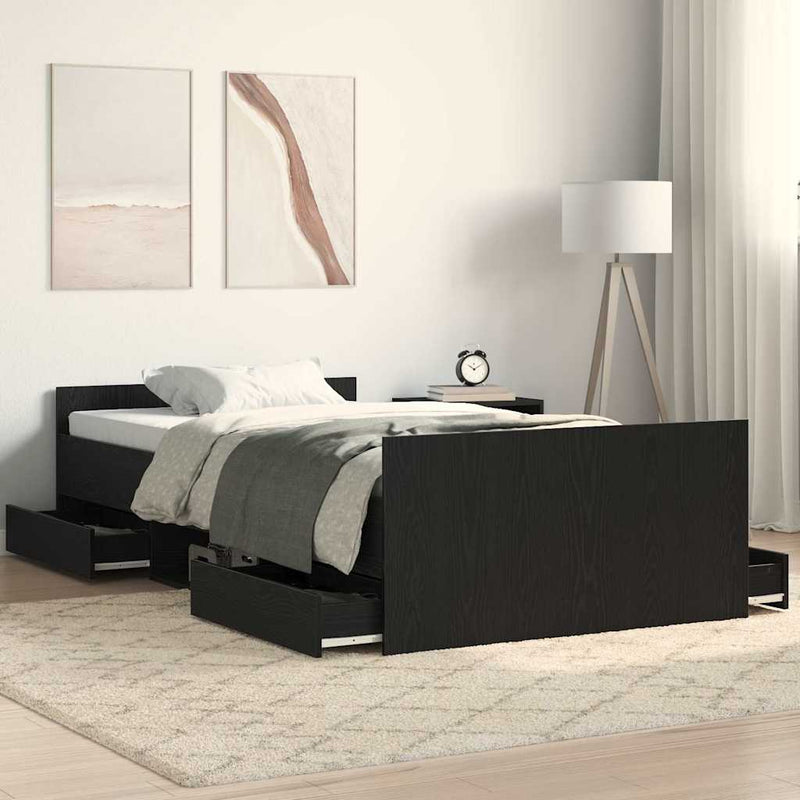 Cadru de pat Stejar Negru 193 x 93 x 50 cm Lemn prelucrat