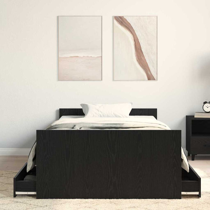 Cadru de pat Stejar Negru 193 x 93 x 50 cm Lemn prelucrat