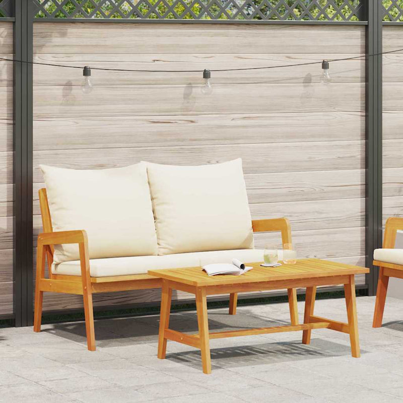 Set bistro cu pernă 2 Bucată Ulei Natural Lemn Solid de Acacia