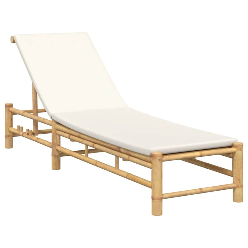 Sezlong cu perne 55x199x30 cm bambus