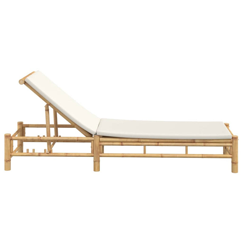 Sezlong cu perne 55x199x30 cm bambus
