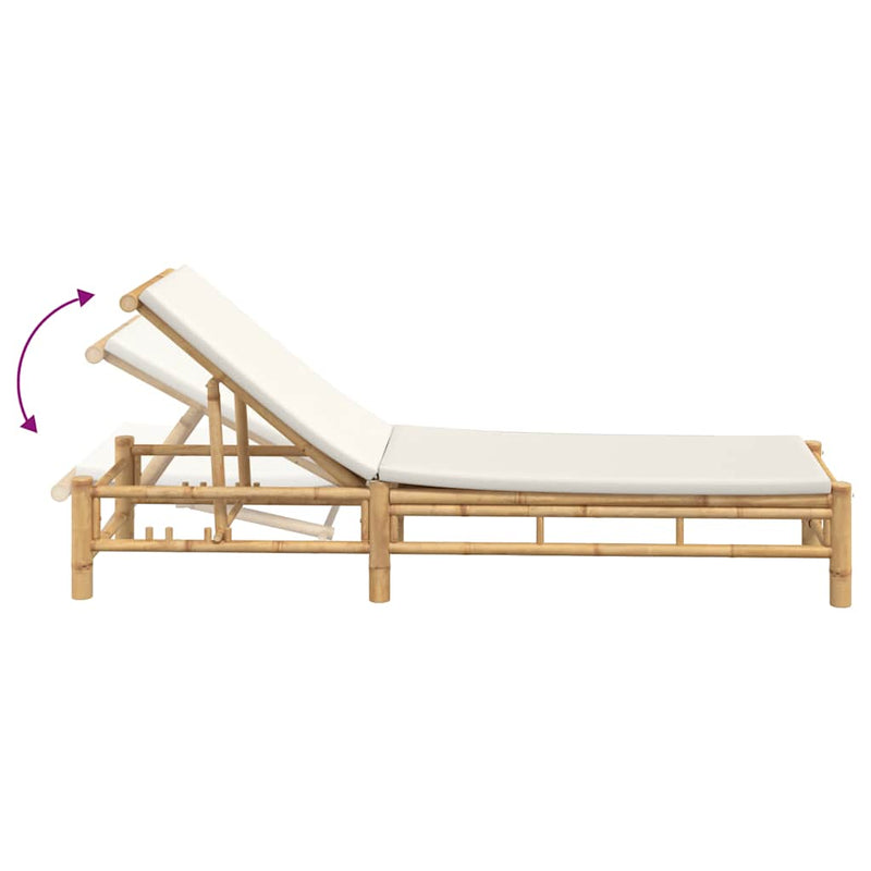Sezlong cu perne 55x199x30 cm bambus