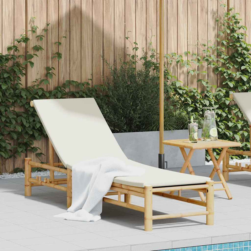 Sezlong cu perne 55x199x30 cm bambus