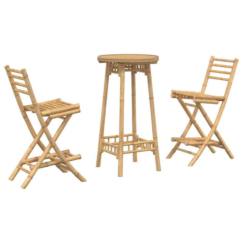 Set bar de exterior 3 piese pliabil din bambus