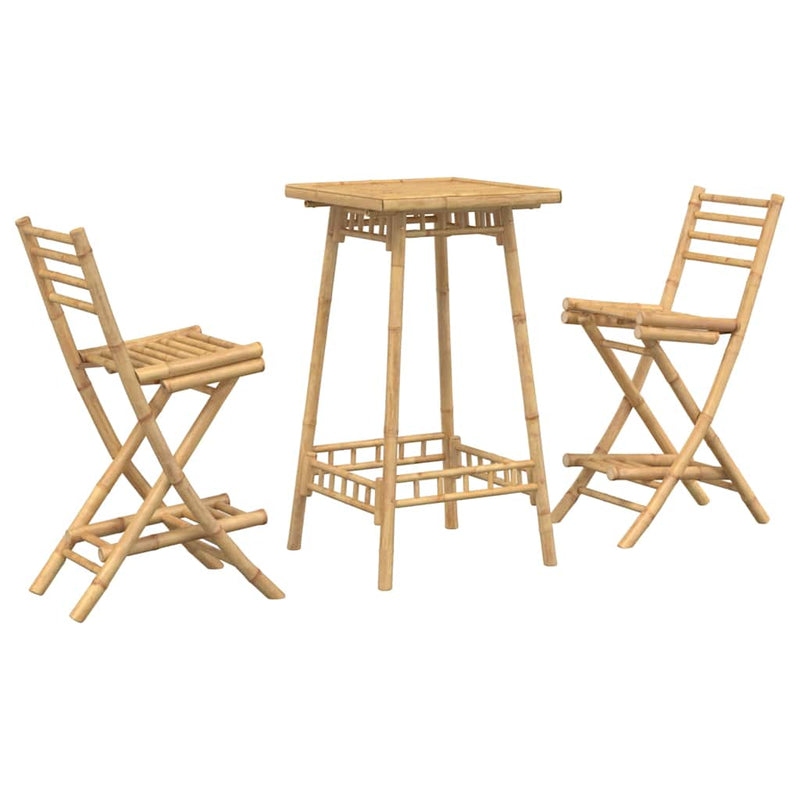Set bar de exterior 3 piese pliabil din bambus