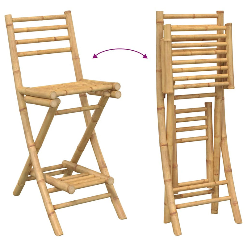 Set bar de exterior 3 piese pliabil din bambus