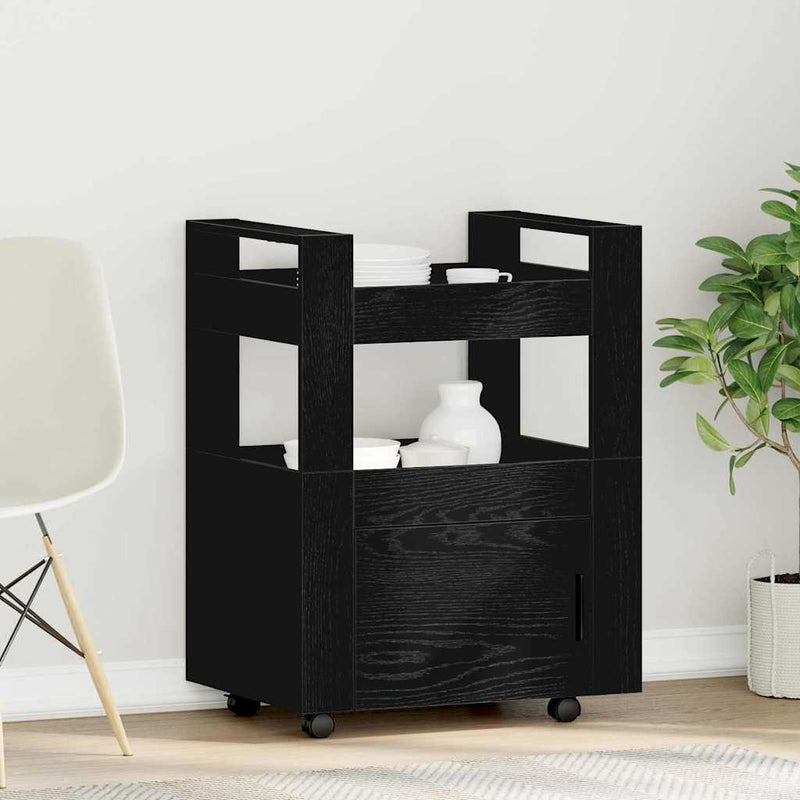 Troler de Bucătărie Stejar negru 60 x 45 x 80 cm Lemn prelucrat