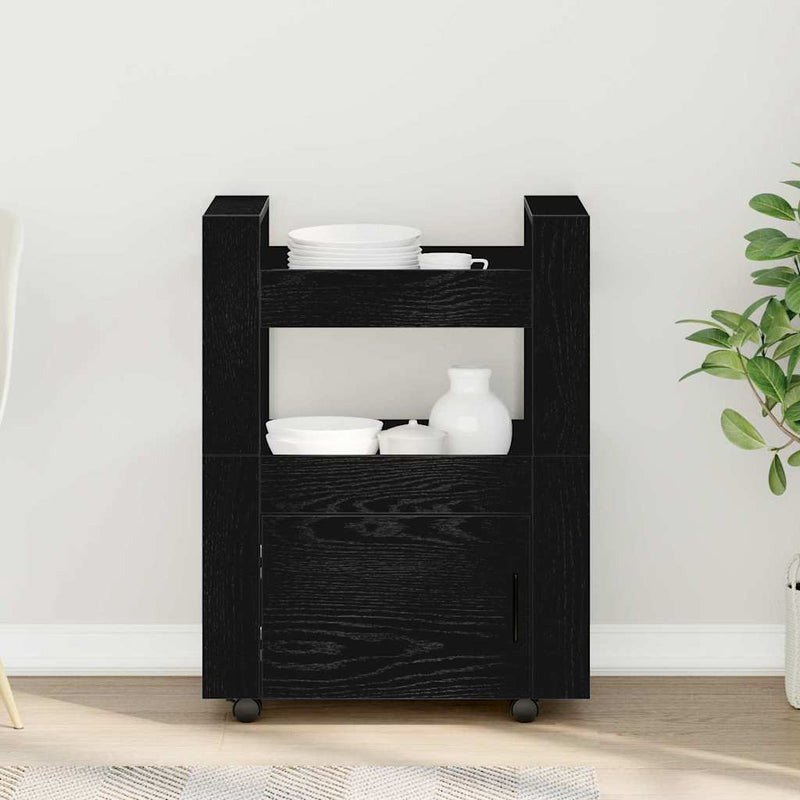 Troler de Bucătărie Stejar negru 60 x 45 x 80 cm Lemn prelucrat
