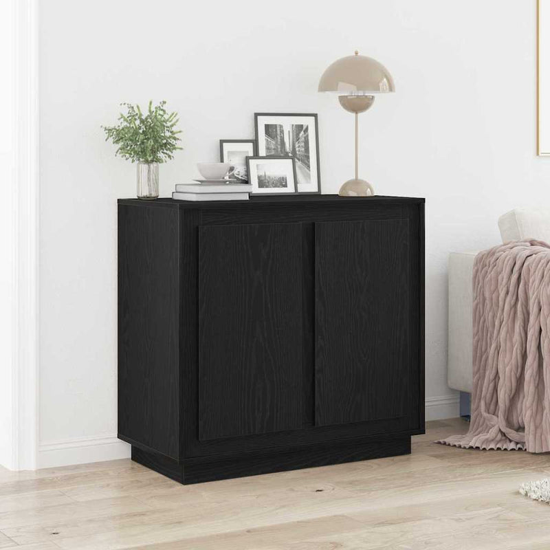 Bufet Stejar Negru 80 x 40 x 75 cm Lemn prelucrat