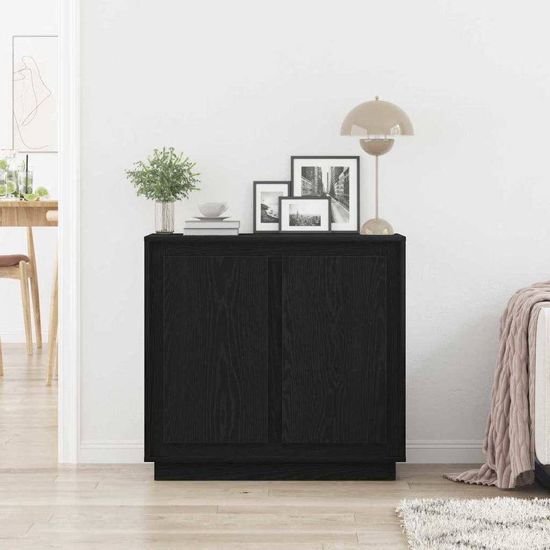 Bufet Stejar Negru 80 x 40 x 75 cm Lemn prelucrat