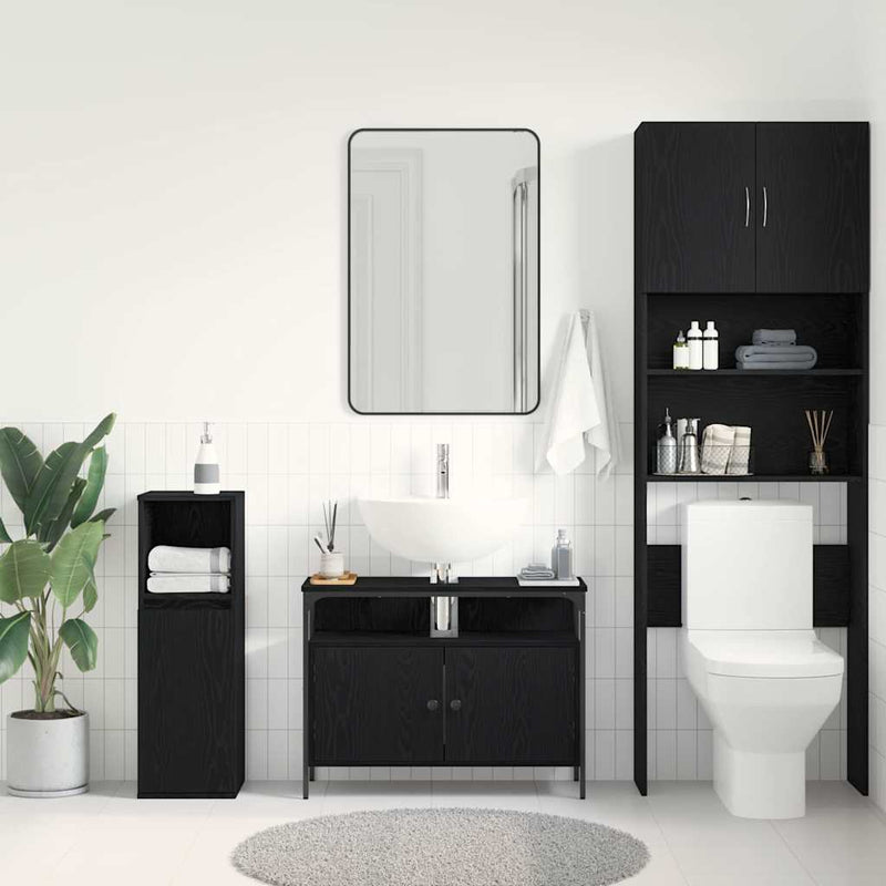 Dulap pentru Chiuveta de Baie Stejar negru 80 x 30 x 60 cm