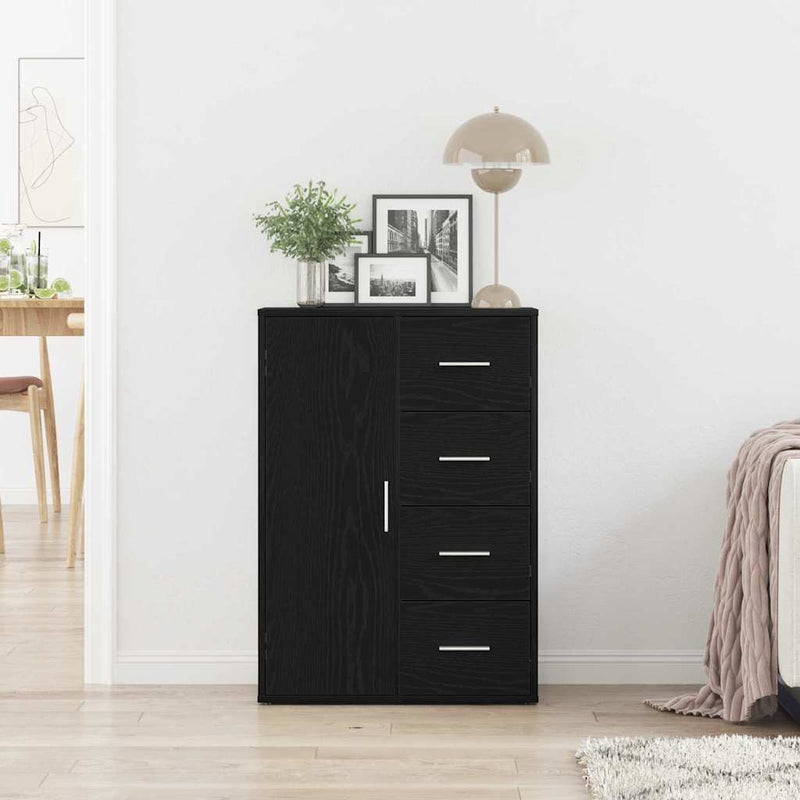 Bufet Stejar Negru 60 x 31 x 84 cm Lemn prelucrat
