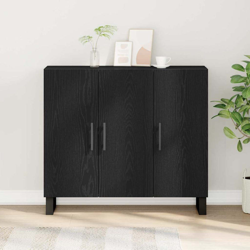 Bufet Stejar Negru 90 x 34 x 80 cm Lemn prelucrat