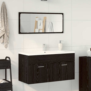 Set de mobilier pentru baie 2 buc. Stejar Negru