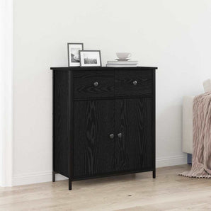 Bufet Stejar Negru 70 x 30 x 80 cm Lemn prelucrat