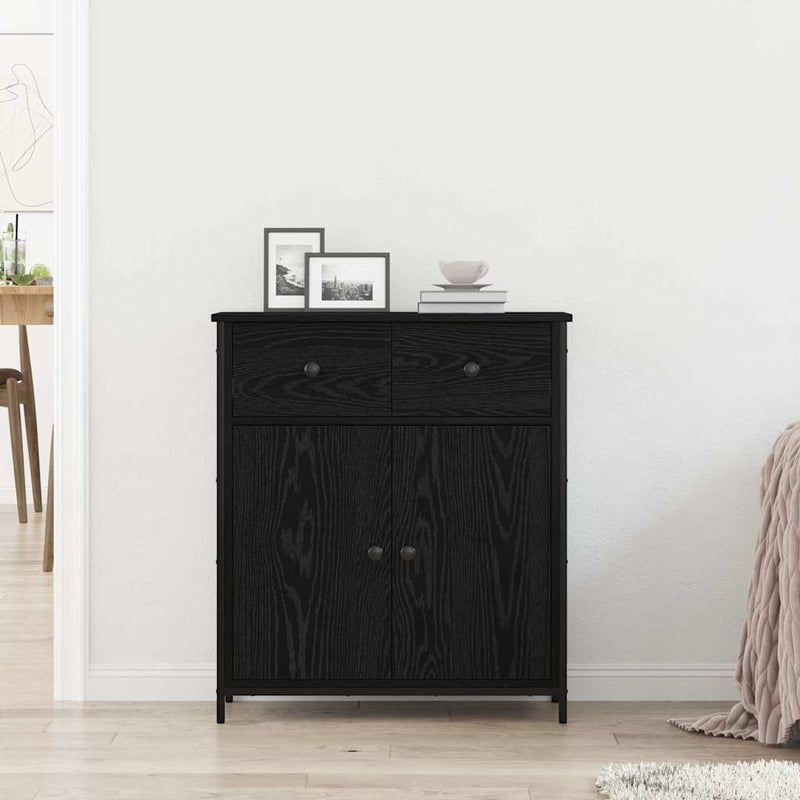 Bufet Stejar Negru 70 x 30 x 80 cm Lemn prelucrat