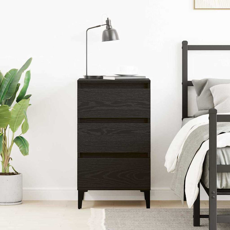 Dulap de noapte Stejar Negru 45 x 35 x 44 cm Lemn prelucrat