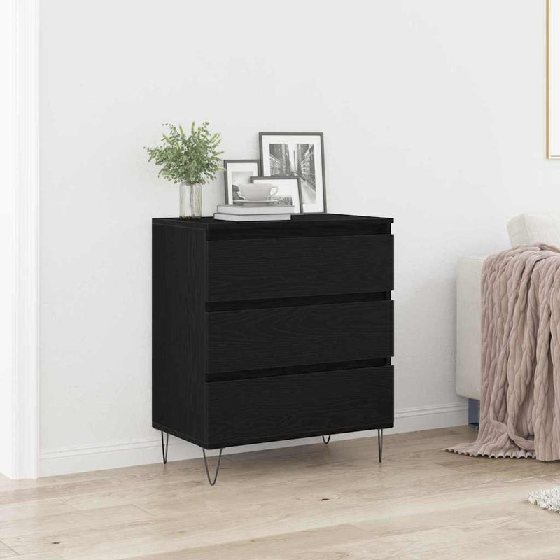 Bufet Stejar Negru 60 x 35 x 70 cm Lemn prelucrat