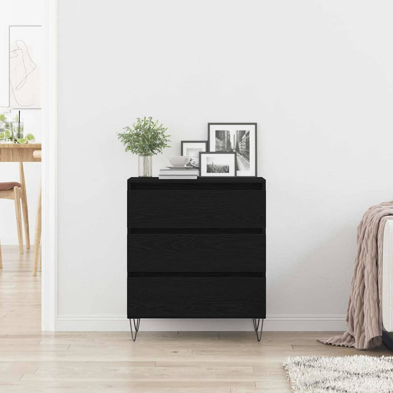 Bufet Stejar Negru 60 x 35 x 70 cm Lemn prelucrat