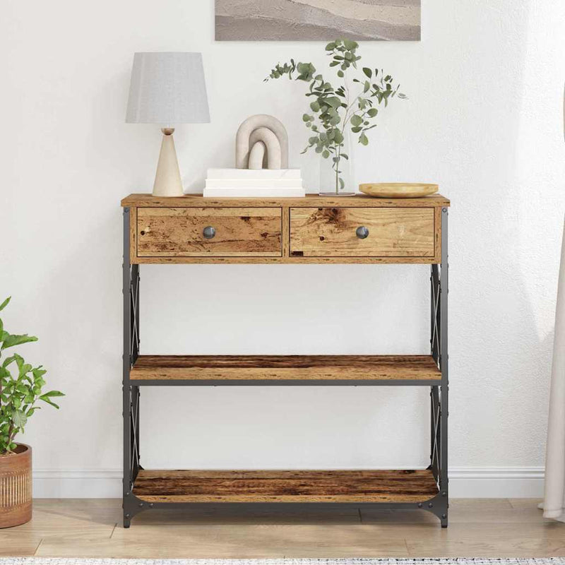 Masă Consolă Lemn vechi 75 x 28 x 75 cm Lemn compus și metal