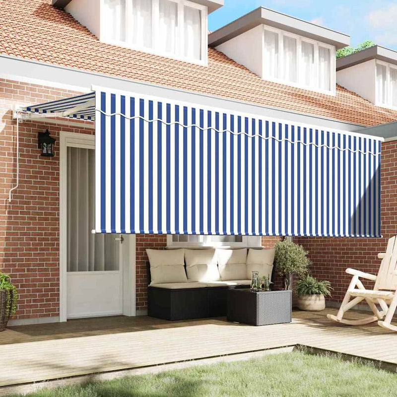 Copertină retractabilă Albastru și Alb 400 x 200 cm
