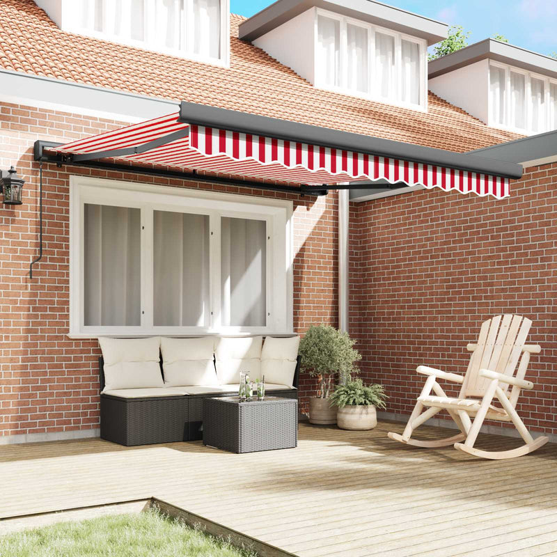 Copertină retractabilă Roșu și Alb 300 x 250 cm
