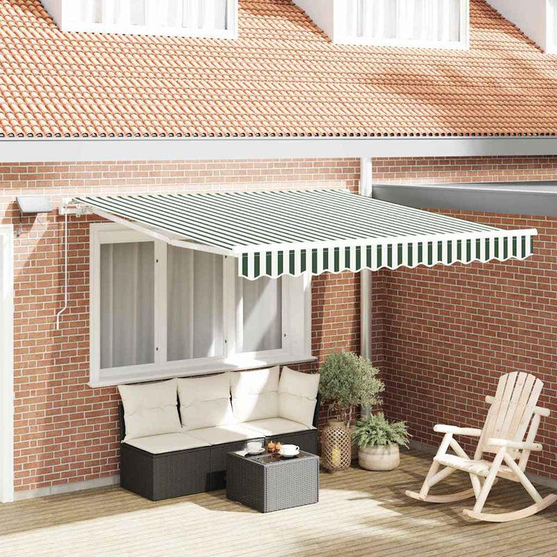 Copertină retractabilă Verde și alb 300 x 250 cm