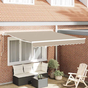 Copertină retractabilă Bej 350 x 250 cm Poliester și Aluminiu