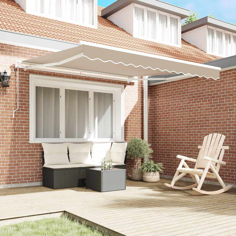 Copertină retractabilă Bej 350 x 250 cm Țesătură și Aluminiu