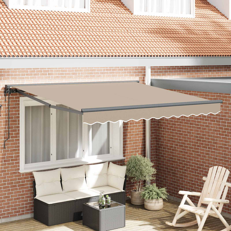 Cadru de copertină Bej 350 x 250 cm Poliester cu Acoperire PU