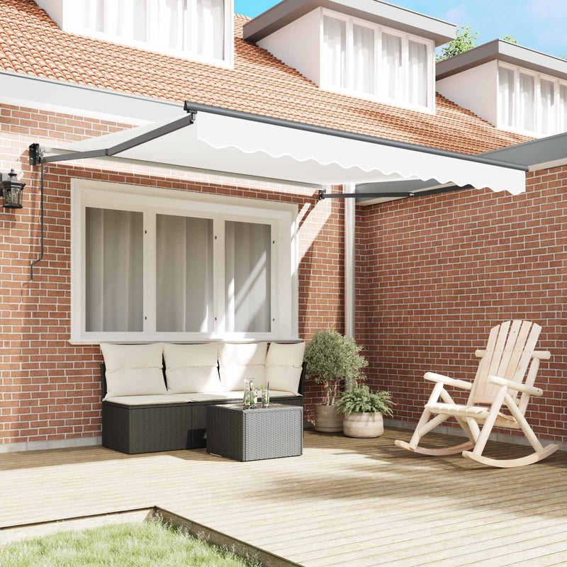 Copertină retractabilă Alb 350 x 250 cm Poliester și metal