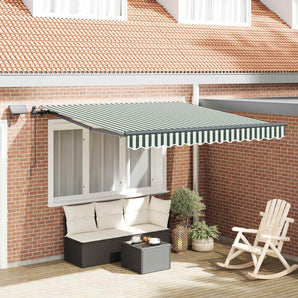 Copertină retractabilă Verde și alb 350 x 250 cm