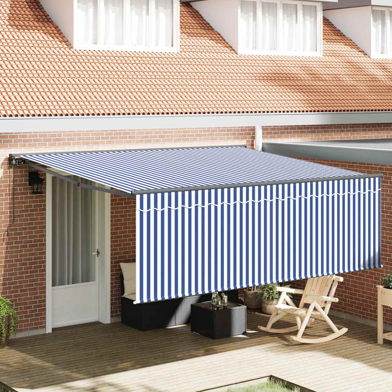 Copertină retractabilă Albastru și Alb 400 × 300 cm