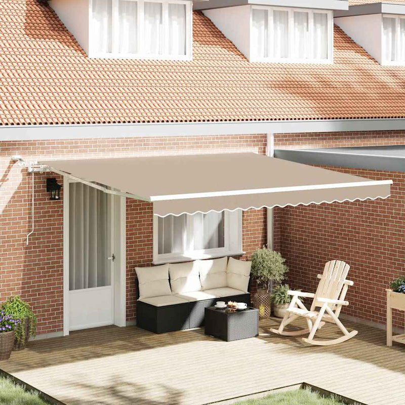 Copertină retractabilă Bej 400 × 300 cm Poliester
