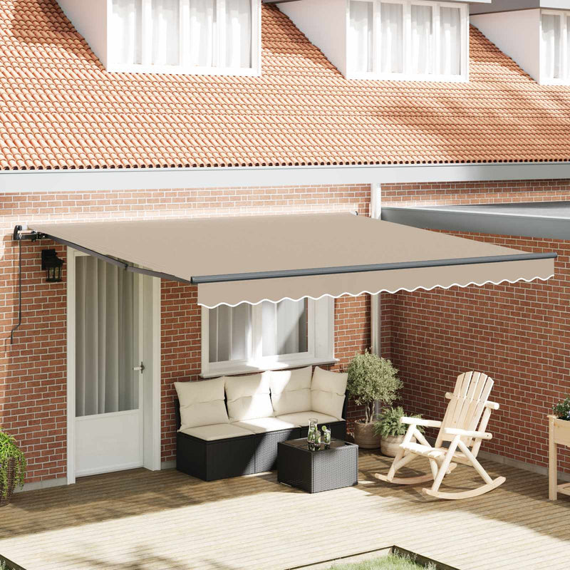 Copertină retractabilă Bej 400 × 300 cm Poliester și Aluminiu