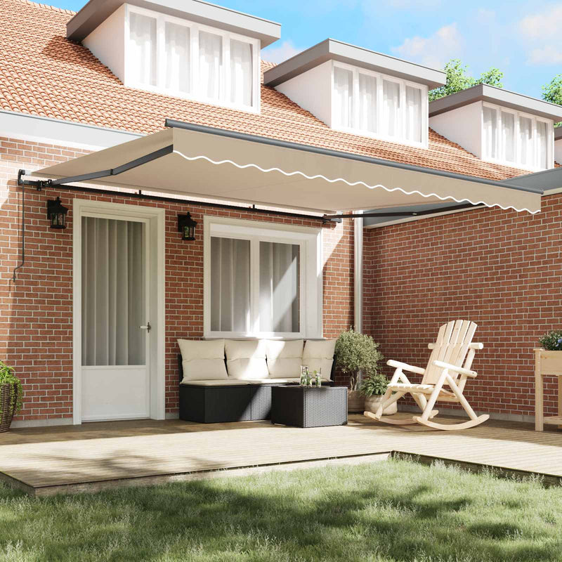 Copertină retractabilă Bej 400 × 300 cm Poliester și Aluminiu